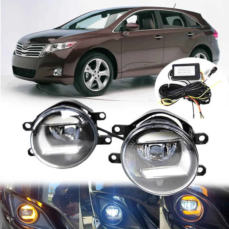 

Fit 2009-2015 Toyota Venza LED DRL Fog Lights Lamps Clear Lens Turn Signal LH+RH