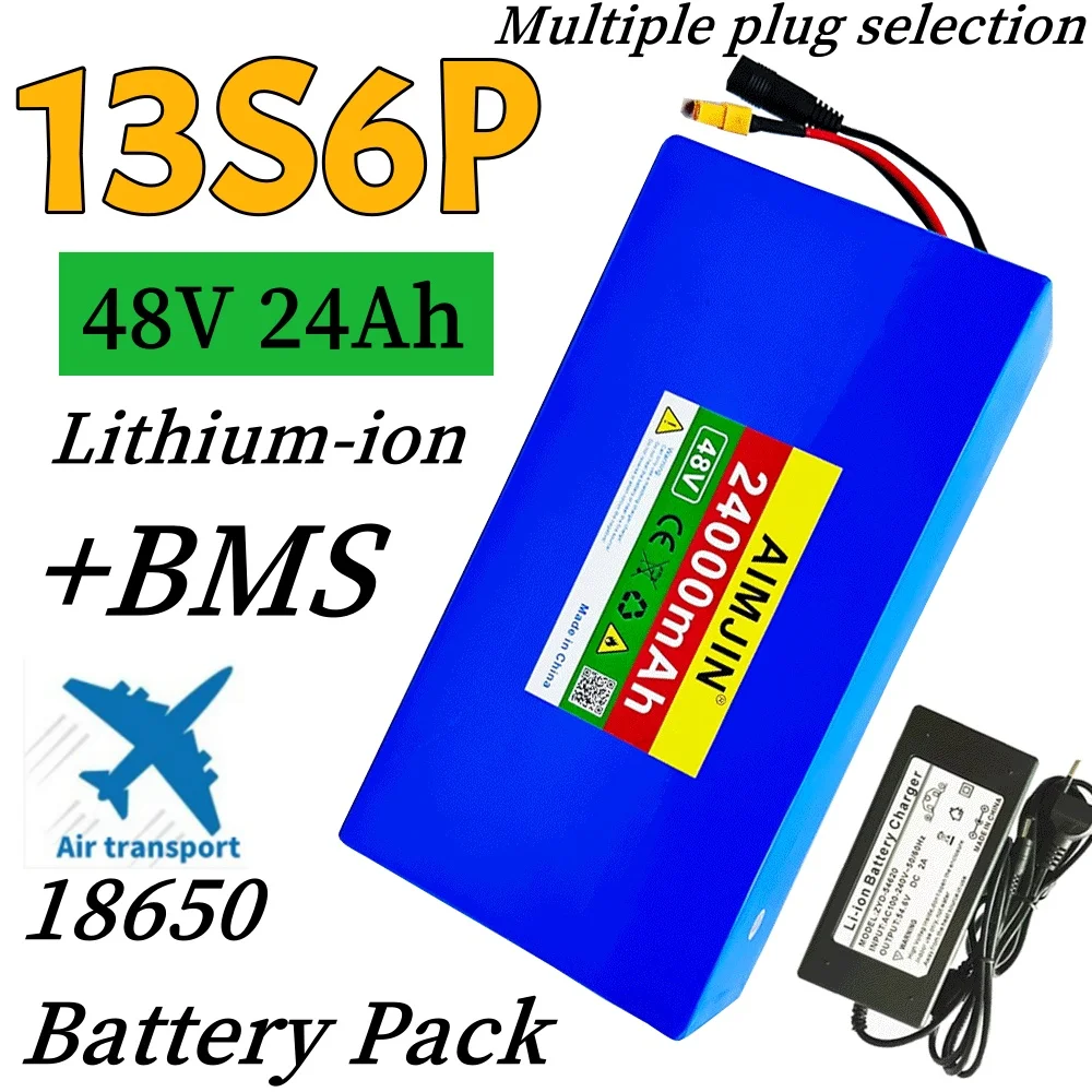 

100%New Original 48V 24Ah 13s6p Lithium Battery Pack 48v 100000mAh 2000W Citycoco Motorized Scooter Batteries Built in 50A BMS