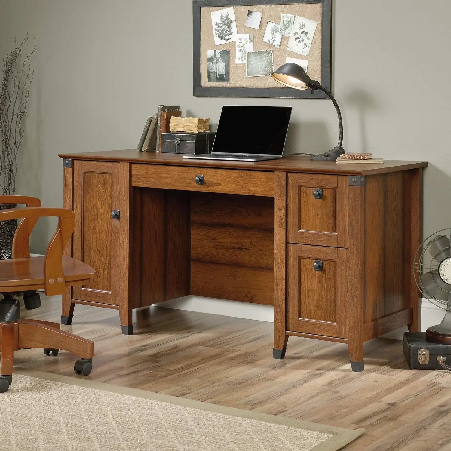 Computer deskTwo drawers feature metal runners and safety stopsLower drawer with full extension slides holds letter or legal