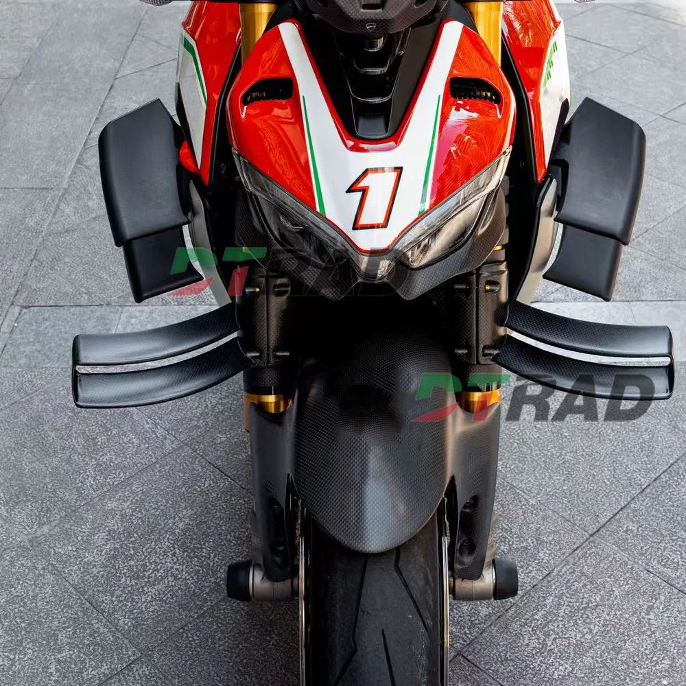Carbon Fiber Fork Guard Upper Protectors For DUCATI Panigale V2 V4 S 2018-2026 Motorcycle Side Winglets Fixed Wings Spoiler