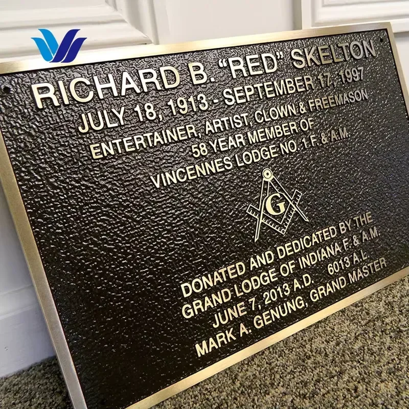 Hongsen Textured Engraved Metal Plaques Raised Letter Reliefs museum Art Gallery Company and Commercial Plaques.