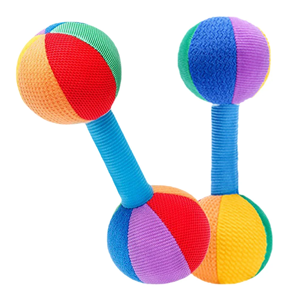 2 Pcs Baby Training Toys Dumbbells Soothing Plaything Grip Cloth Infant Sleeping Colorful Toddler Newborn Supplies