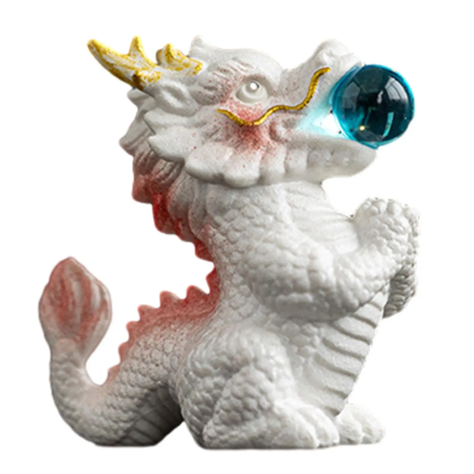 Ceramic Chinese Dragon Figurine Tea Pet Miniature Fengshui Sculpture 3x1.6x3inch for Wall Shelf Decor Artistic Stylish Accessory