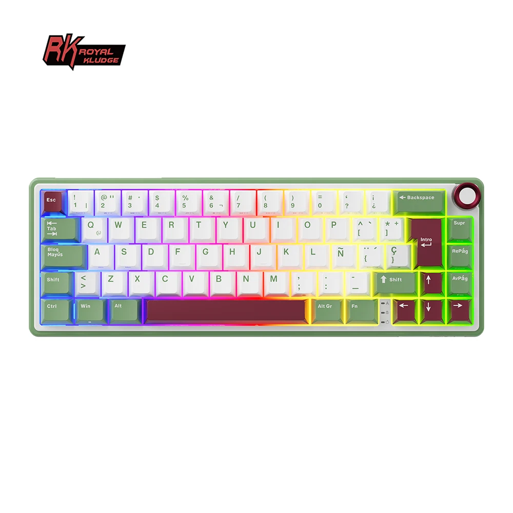 Teclado mecánico con cable RK R65 Royal Kludge, 66 teclas, 65% de junta, teclado para juegos intercambiable en caliente retroiluminado RGB con teclas MDA PBT