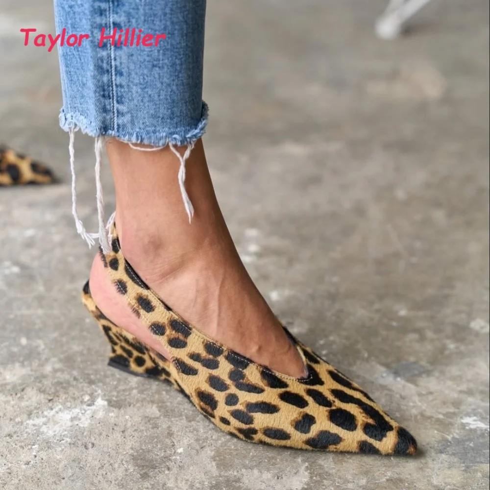 Pointed Toe Slingback Wedge Pumps Ladies Summer Suede Low Heels Daily Commute Elegant Slip On Outdoor Fashion Shoes New Arrival