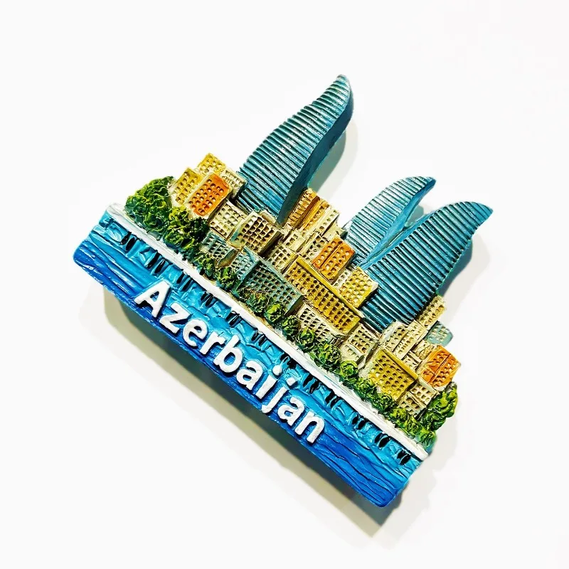Republic of Azerbaijan Fridge Magnets Baku Travel Souvenirs Heydar Aliyev Center Flame Towers Fridge Stickers Birthday Gifts