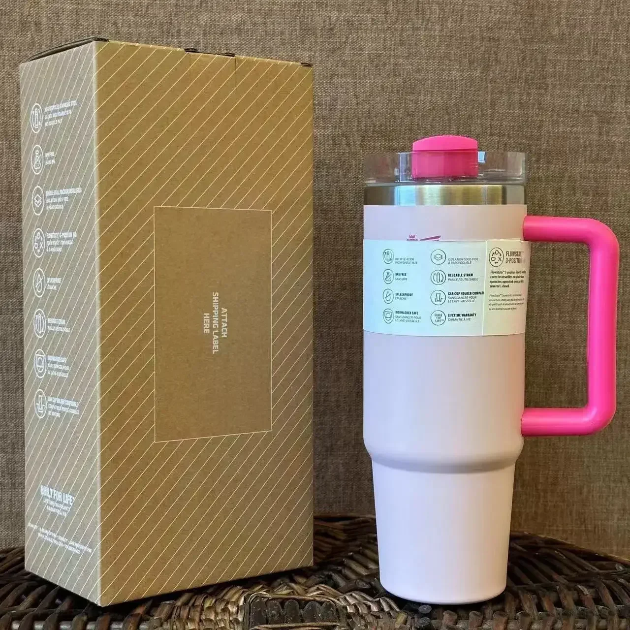 40oz Stainless Steel Stanle Vacuum Insulated Tumbler Lid Straw 40oz Travel Thermal Mug Stainless Steel Coffee Hot Cup