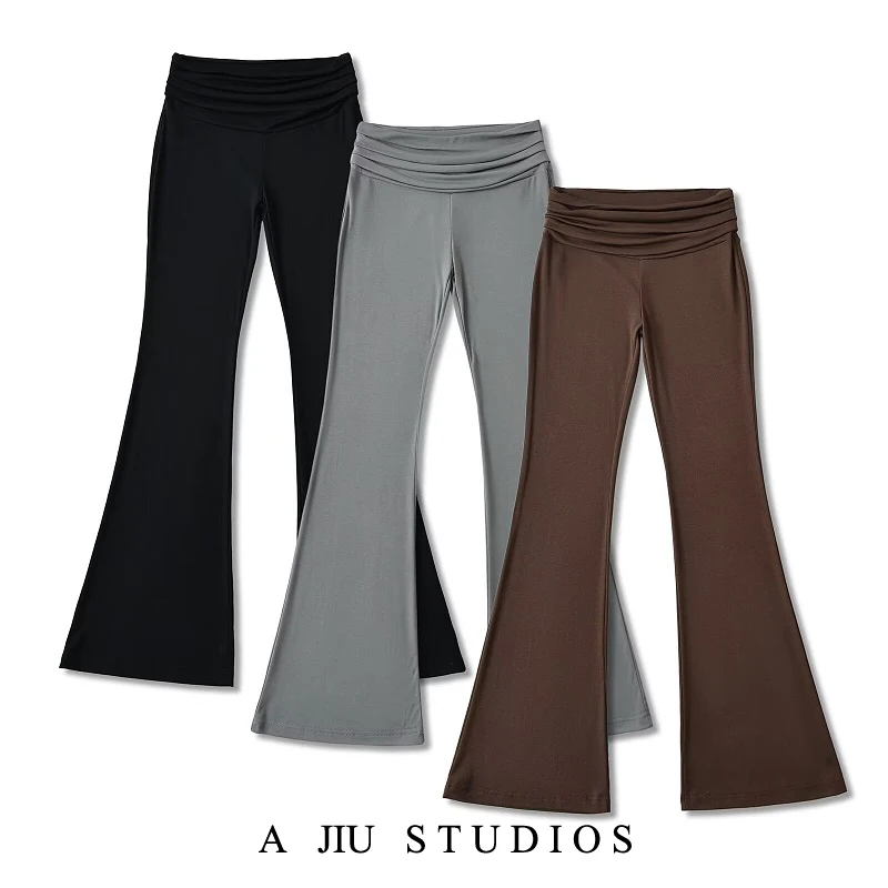 กางเกงโยคะทรงบานเอวต่ำ สไตล์ลำลองสำหรับผู้หญิง ผ้าบางเบา สไตล์อเมริกัน เหมาะสำหรับฤดูใบไม้ผลิและฤดูใบไม้ร่วง