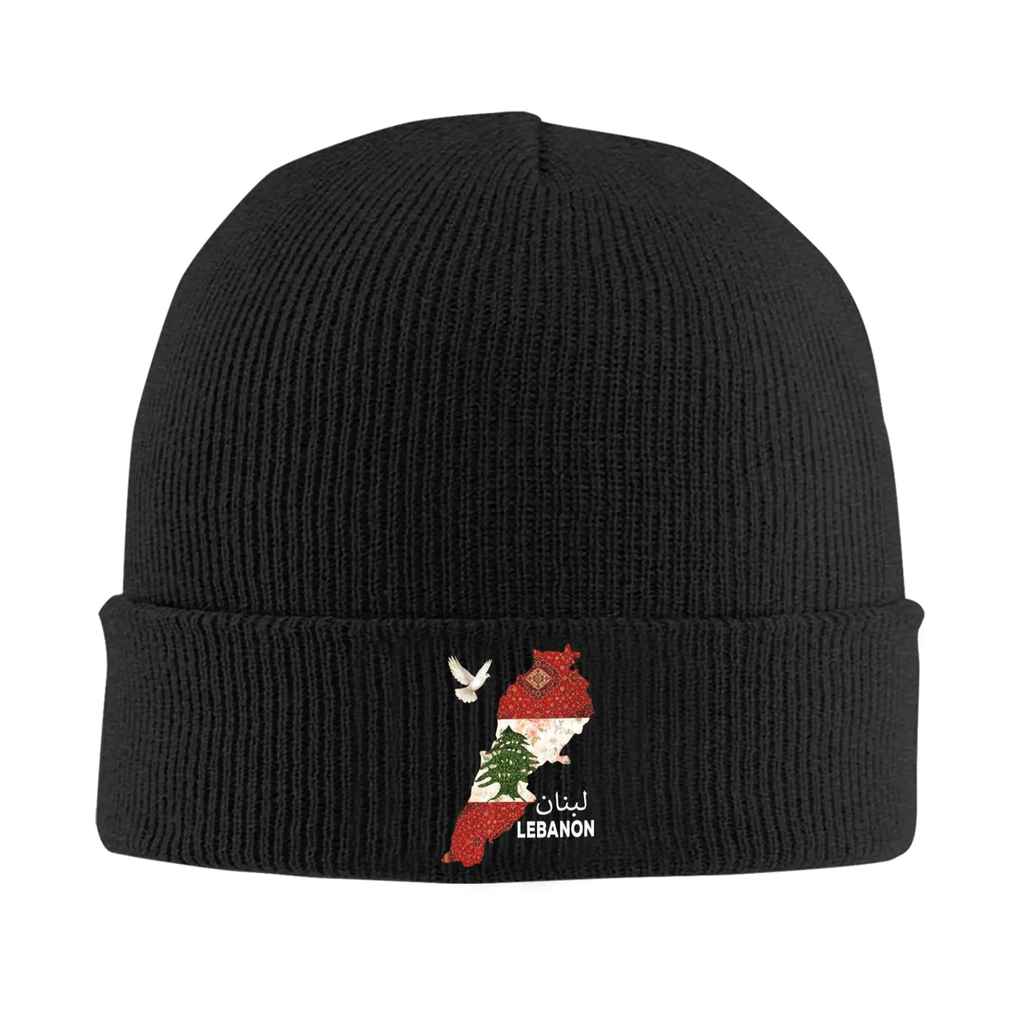 Lebanon Flag Map Beirut Cedar Tree Lebanese Knitted Caps for Women Men Beanie Autumn Winter Hat  Crochet Caps
