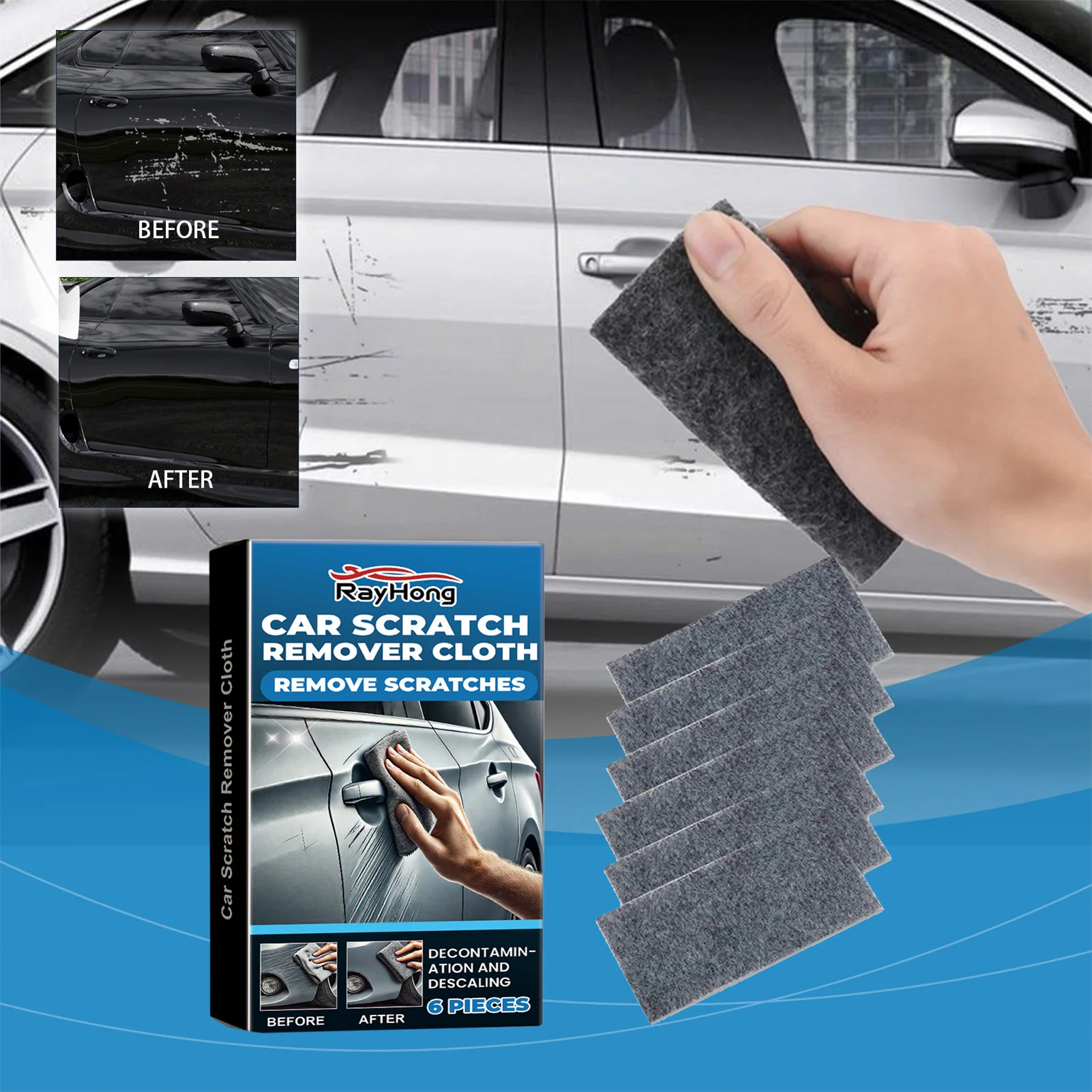 Car Scratch Remover Cloth Lint Free Reusable Microfiber Cleaning Rags Suitable for Door Handles' Fingernail Scratches