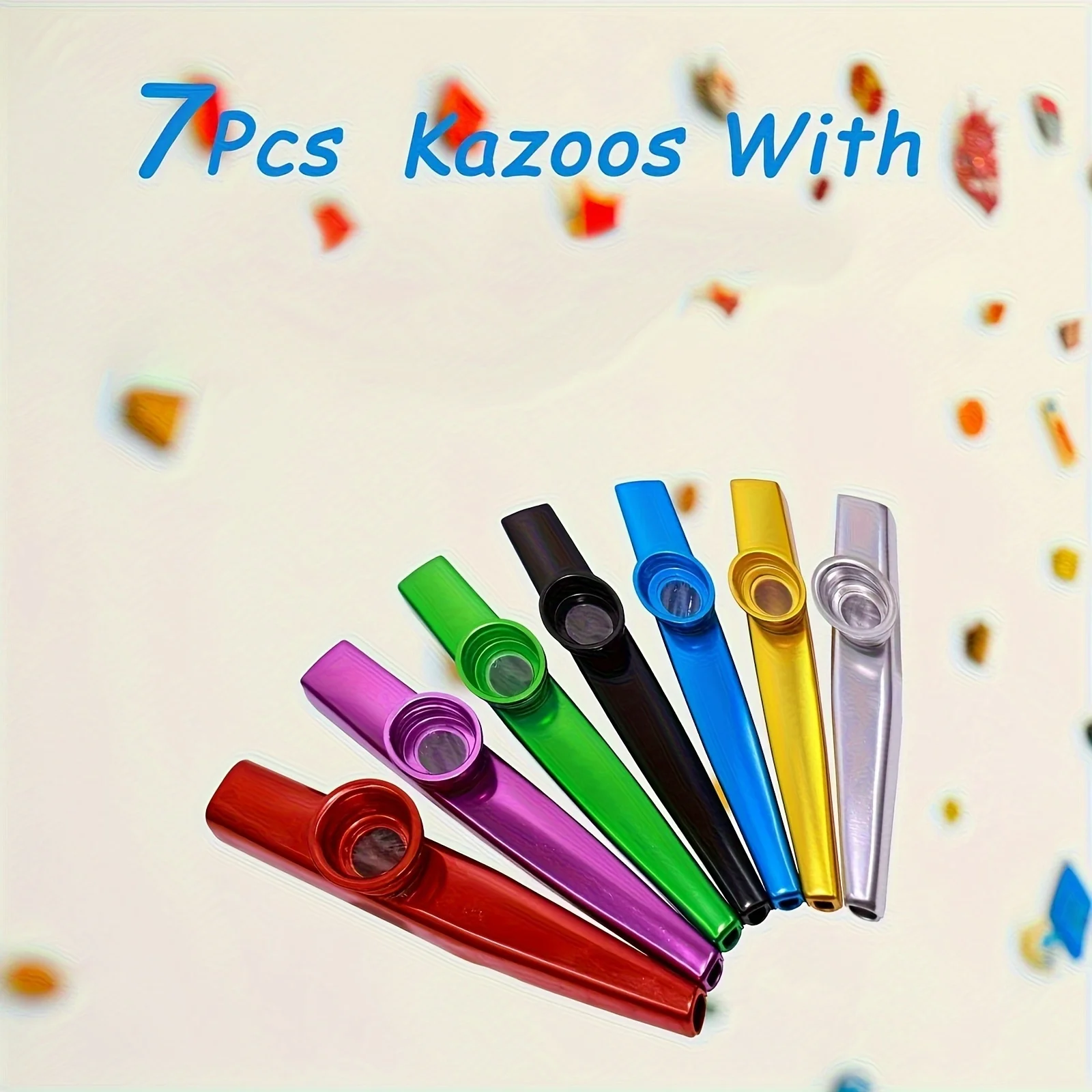 7 Stück Metall-Kazoos, schlichtes Design, leicht, Kazoo für Anfänger, Gitarre, Ukulele, Violine, Instrument, Musikliebhaber, die – Detail 4