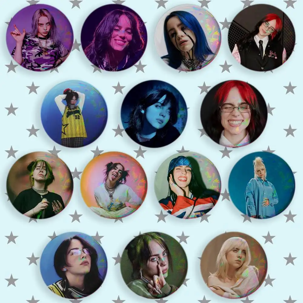B-Billie Eilish Singer Brooches Cartoon Badge Pins Backpack Hat Accessories Friend Gift