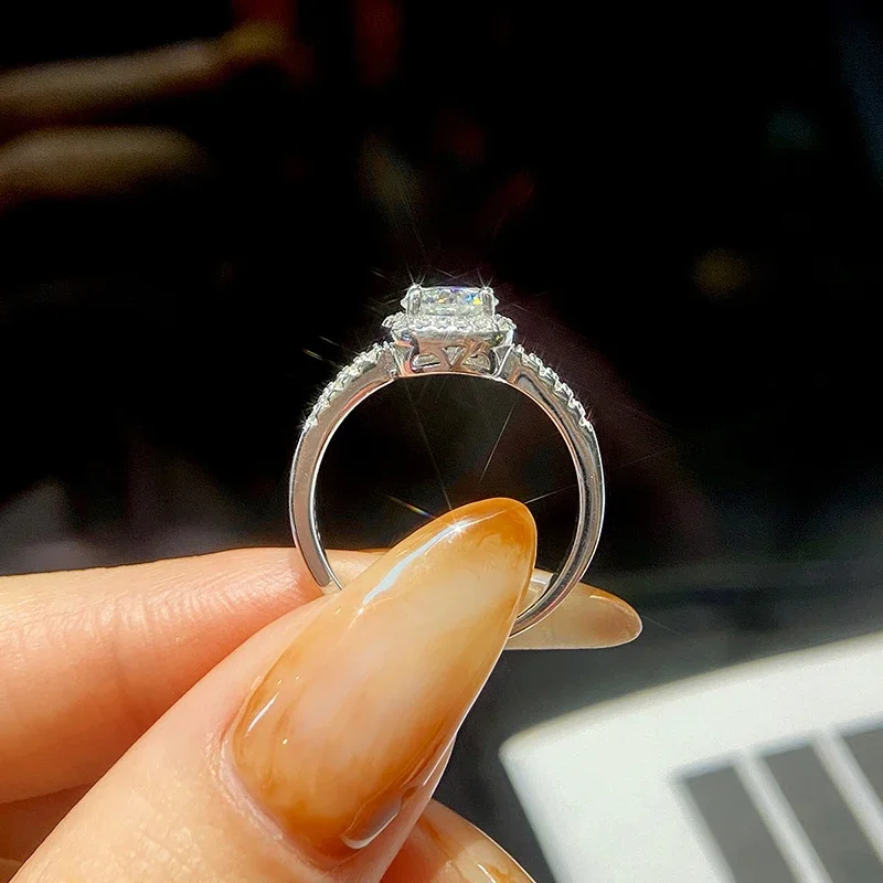 GRA Klassische 1 CT D Farbe Quadrat Echt Moissanit Diamant Verlobungsringe Für Frauen Echt 925 Sterling Silber Hochzeit Schmuck – Detail 3