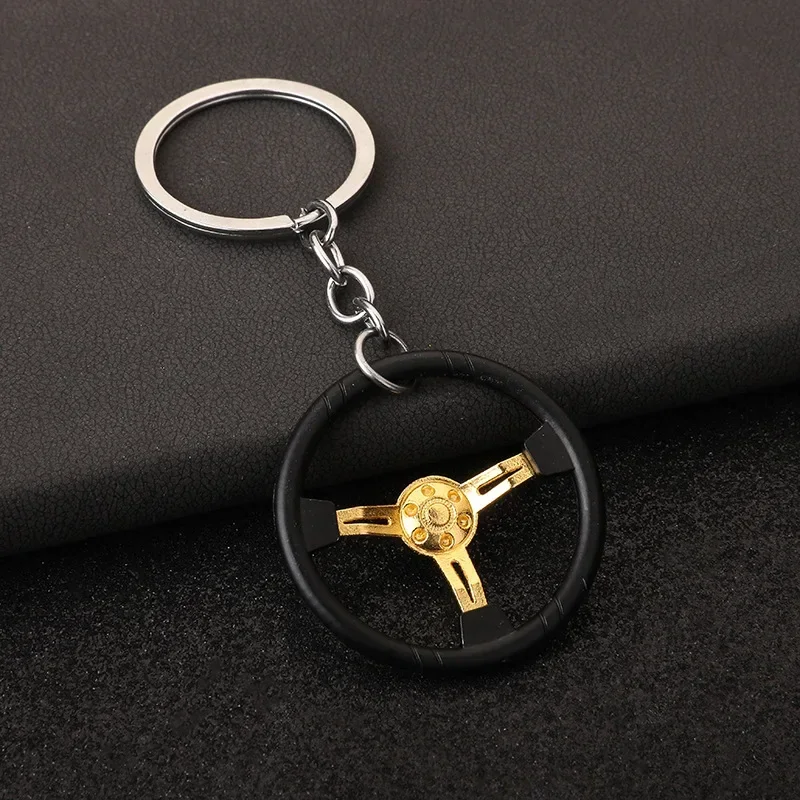 Car steering wheel style keychain creative model racing competition three pictures