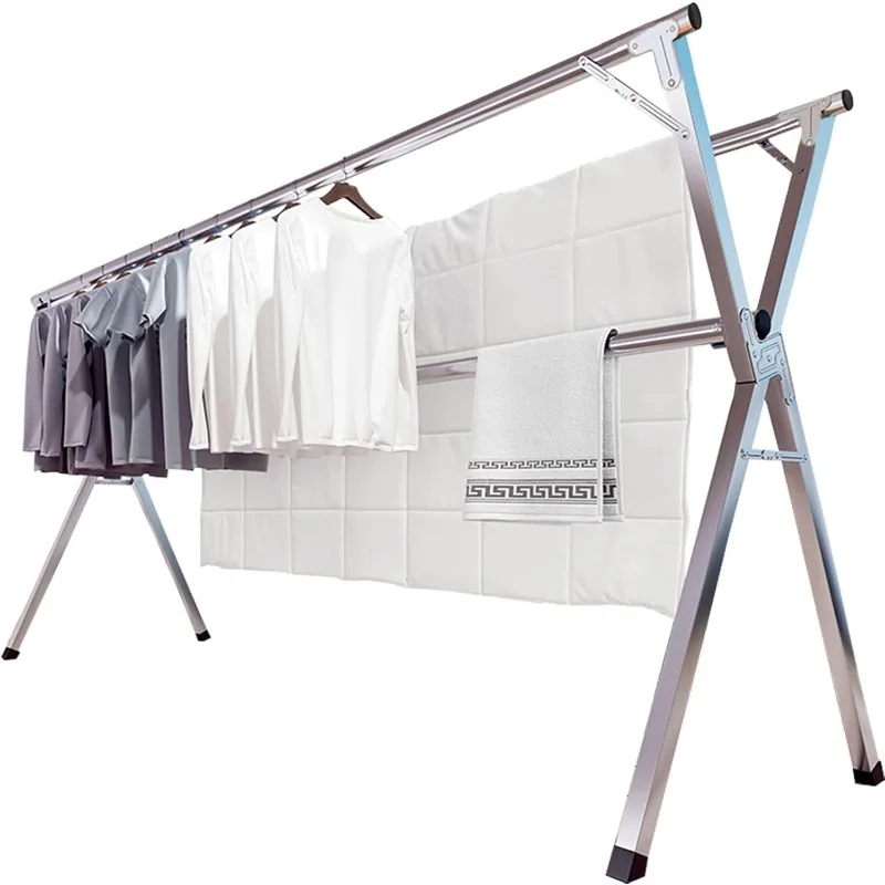 JAUREE 95 Inches Clothes Drying Rack Clothing Folding Indoor Outdoor, Heavy Duty Stainless Steel Laundry Drying Rack, Foldable