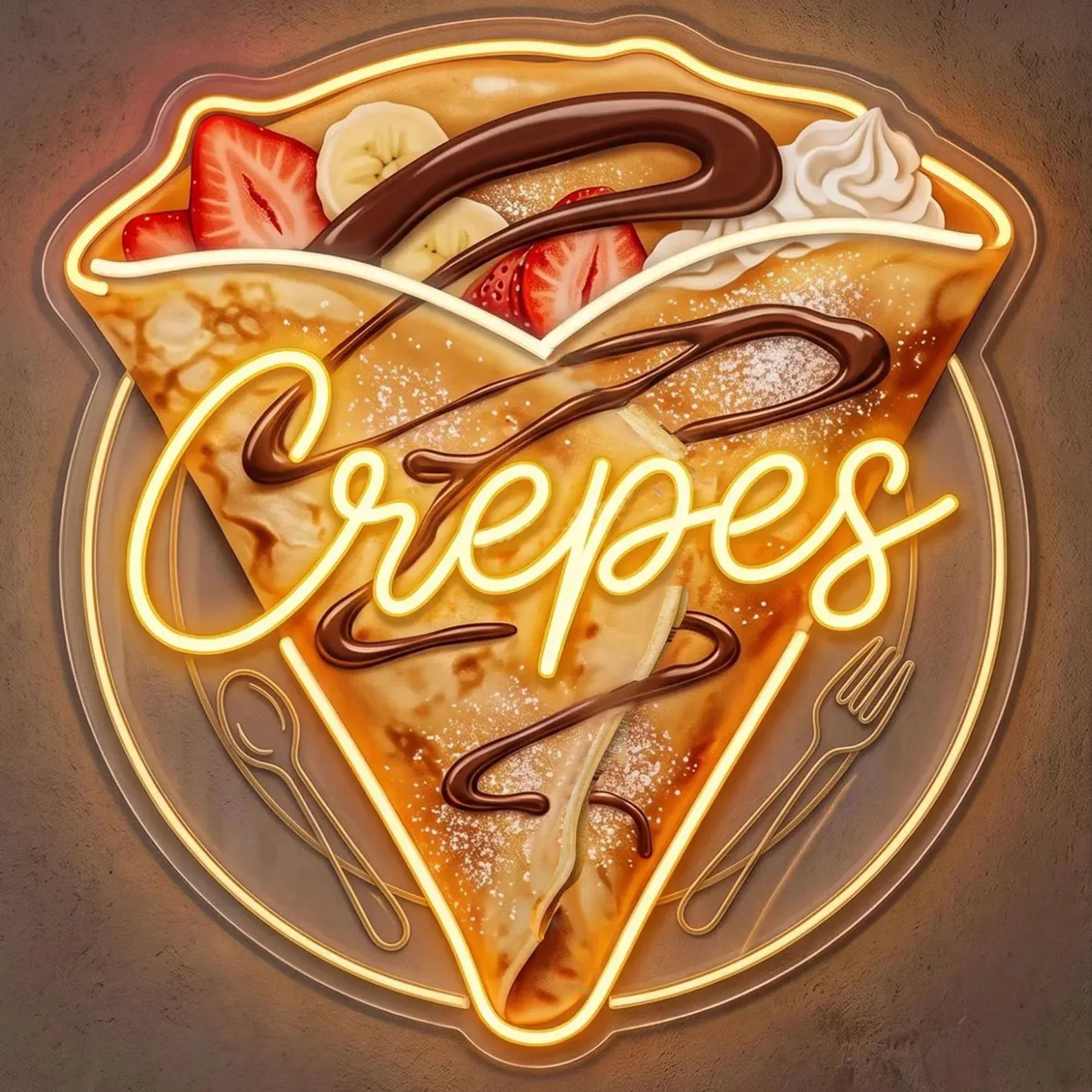 Crêpes-Neonschild, Süßes Dessert LED-Wandbild für Crêpe-Café, Küche, Frühstücksecke, Dekoration, Geschenk für Crêpe-Liebhaber, Geschäftsschild