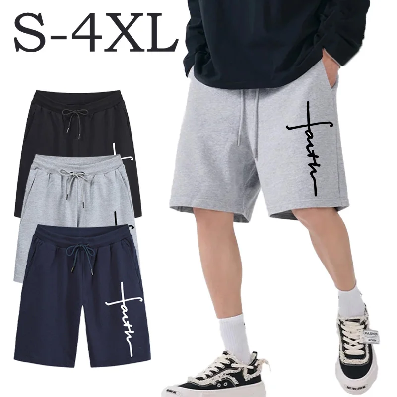 Summer Men\'s Casual Short Pants Printting Solid Elastic Waist Jogging Slim Shorts Holiday Breathable Baggy Oversized Trousers