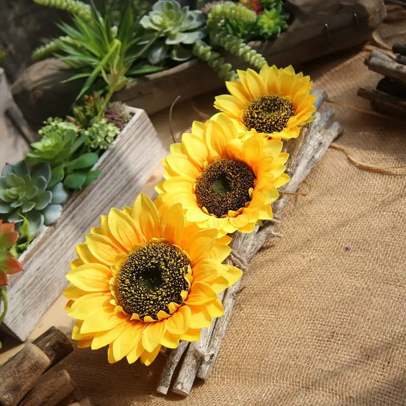 Large Silk Sunflower Artificial Flower Head For Wedding Box Decoration Headmade Scrapbooking Accessories Fake flowers