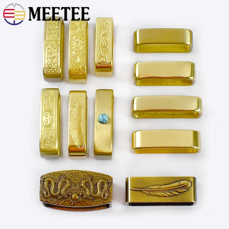 1/2/4Pcs Meetee 35/40mm Pure Copper Belt Loop Ring Buckle D Shape Stainless Steel Strap Waistband Leather Craft Rings