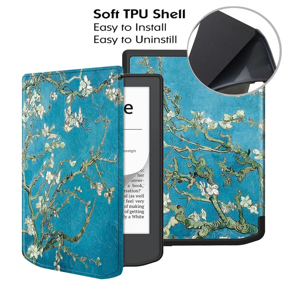 Auto Sleep / Wake Case For PocketBook Verse Lite Pro Color  Smart PB619 PB634K3 PB634 PB629 Slim Flip Cover with Soft Back Shell