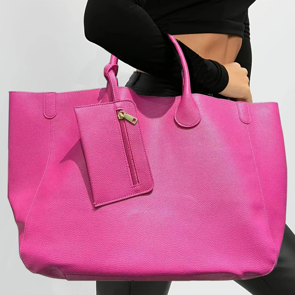 2026Sac à main surdimensionné en cuir végétalien pour femme, sac de shopping de grande capacité, simple et polyvalent image 2