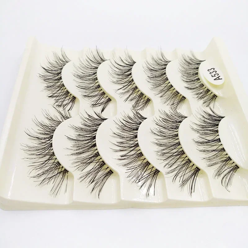 5 Par/Zestaw Sztucznych Rzęs 3D z Imitacji Norki Naturalny Efekt Krzyżowane Sztuczne Rzęsy Narzędzie do Makijażu Oczu