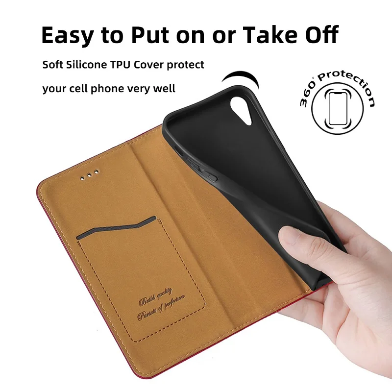 Leather Case Protect Cover For iPhone 15 14 13 12 11 Pro Max X XR XS Max 7 8 6 6s Plus SE 2020 Stand Flip Wallet Case Phone Capa