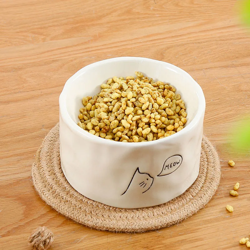 Cartoon Modern Pet Special Ceramic Bowl Cat Food bowl Domestic Pet Bowl Ceramic Bowl Cute Simple Neck Guard Small Dog Cat Bowl