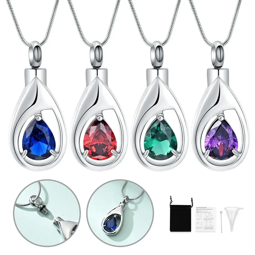 

Teardrop Urn Necklace for Ashes Cremation Locket Urns Pendant Memorial Keepsake Funeral Jewelry Gifts Stainless Steel