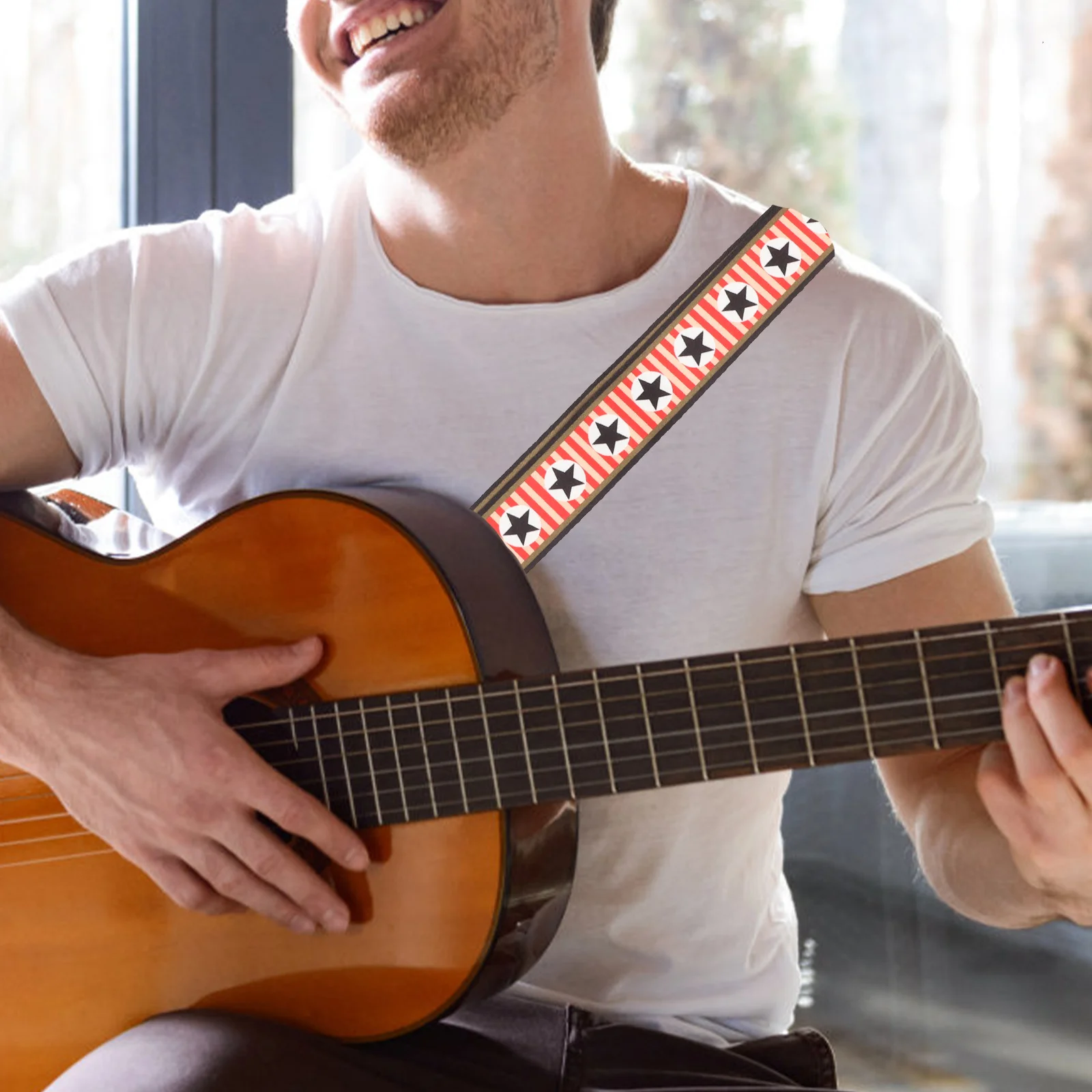 

Guitar Strap Adjustable Wide Decorate Electric Ukulele Straps Bass Polyester Acoustic