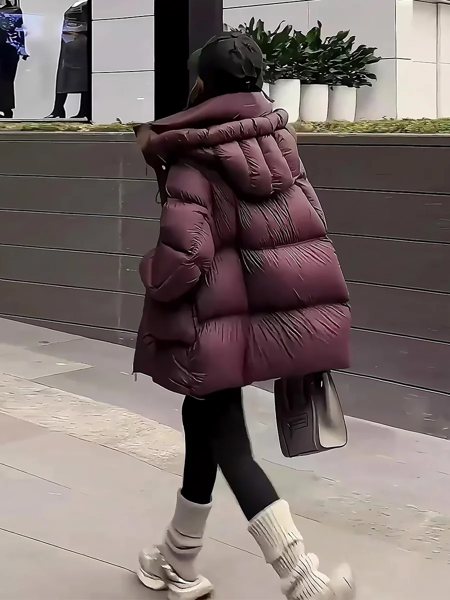 

Женская зимняя куртка Cloud Puff White Du down Jaet свободного кроя, утепленная, с капюшоном, модная, с длинными рукавами, на молнии