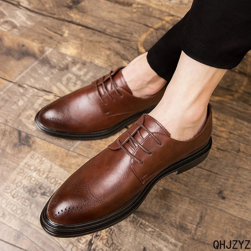 Luxury Genuine Leather Handmade Quality Elegant Office Formal Shoes Italian Mens Wedding Oxfords Shoes Size 46