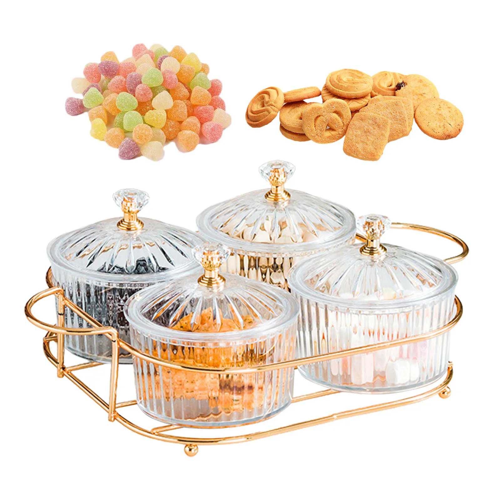 Snack Serving Bowls Dried Fruit Tray With Lid Serving Dishes Compote Container For Nut Candy Dry Fruits Thick Bracket Design