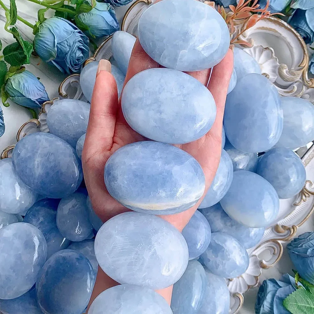 Natural Crystal Tiansheng Stone Raw Material Polished Oval Shape Massage Tool Heat Therapy Palm Stone Plaything Health Beauty