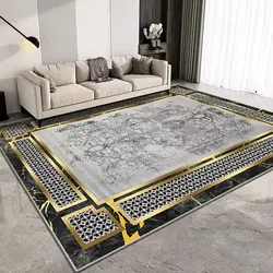 Luxury Nordic Style Living Room Decoration Carpet Fluffy Soft Black Gold Floor Mat Bedroom Cloakroom Thickened Anti-skid Rug