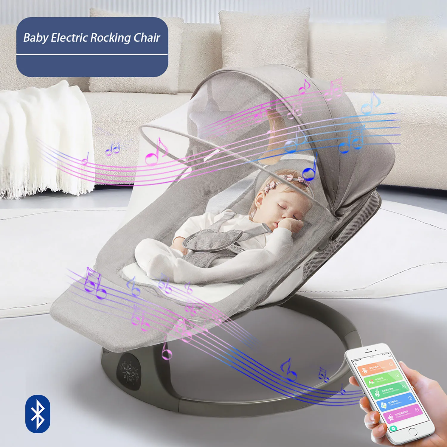 Electric Baby Rocking Chair Baby Swing Coaxing Artifact Smart Baby Rocking Chair Rocking Chair Multi-functional Cradle Soothing