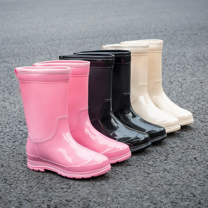 Botas de lluvia de media pantorrilla para mujer, zapatos de goma impermeables, trabajo, jardín, botas de goma femeninas, pesca, seguridad, zapatos de cocina antideslizantes