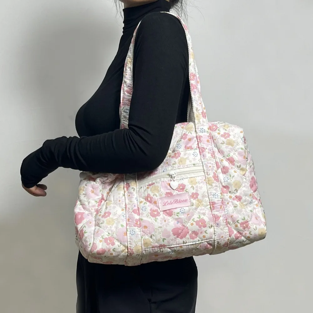 Korean Style Stroller Organizer Bags Multi-pocket Flower Baby Diaper Organizer Portable Lightweight Single Shoulder Bag Female