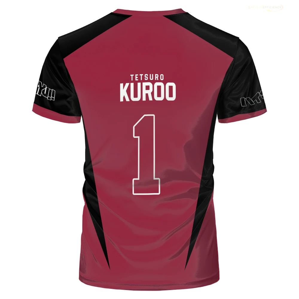 Anime Haikyuu Nekoma Jersey Uniform T-shirt Kozume Tetsurou Kuroo Cosplay Costume High School Volleyball Club Men Sportswear Tee