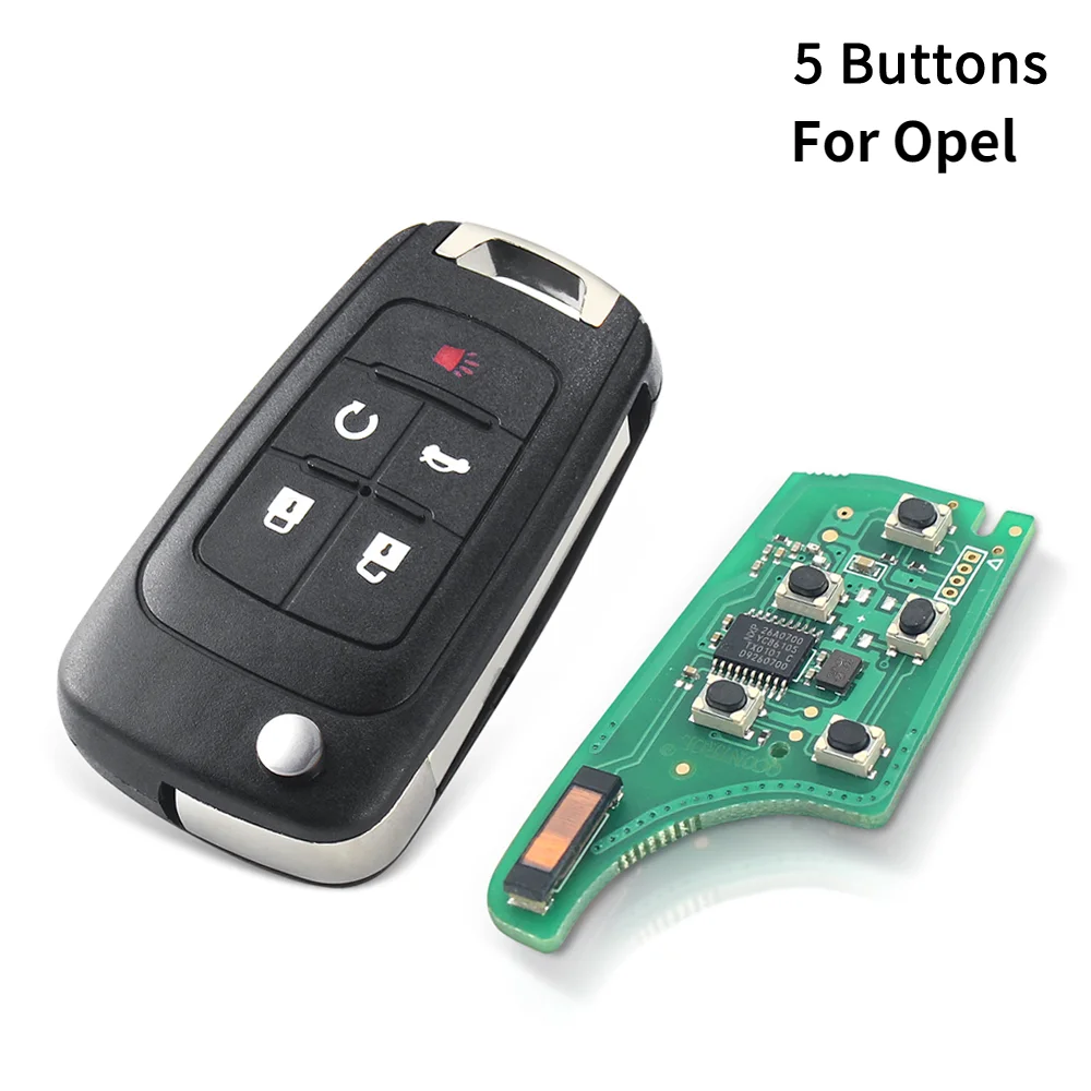 KEYYOU Auto-Fernbedienung DIY für OPEL VAUXHALL Astra J Corsa E Insignia Zafira C 2009-2016 315/433MHz ID46 Chip 2/3/4/5 Tasten Schlüssel