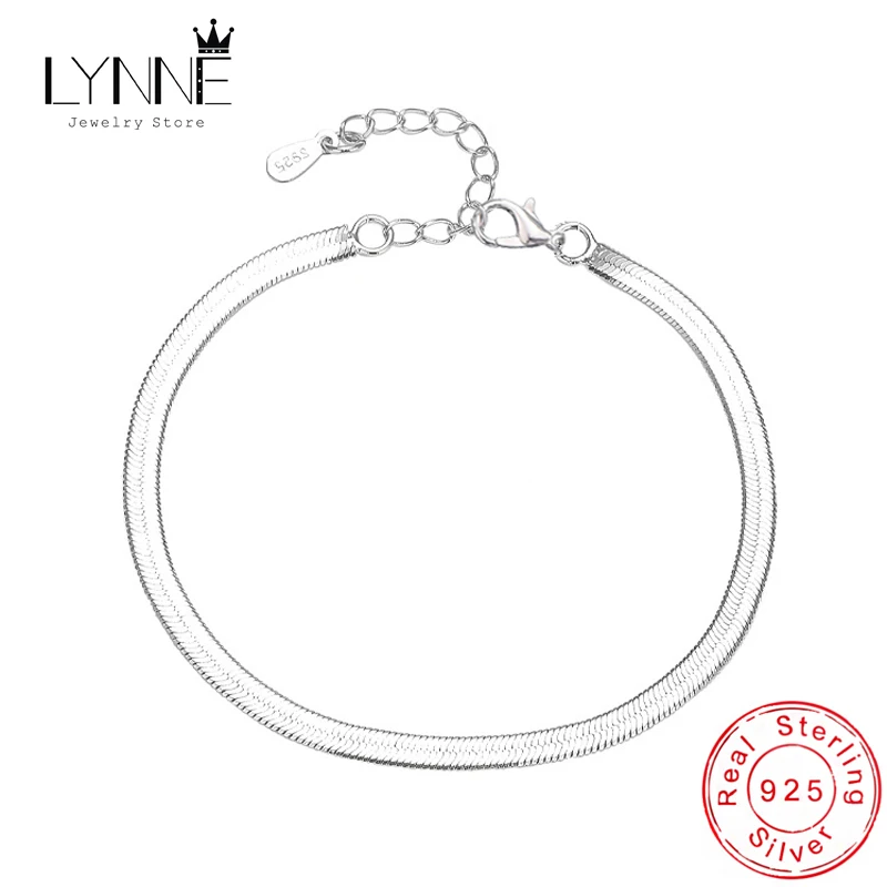 Hot 925 Sterling Silver Unisex Simple Flat Snake Anklets Biżuteria damska Punk Rock Glossy Blade Style Bare Foot Chain Bransoletki