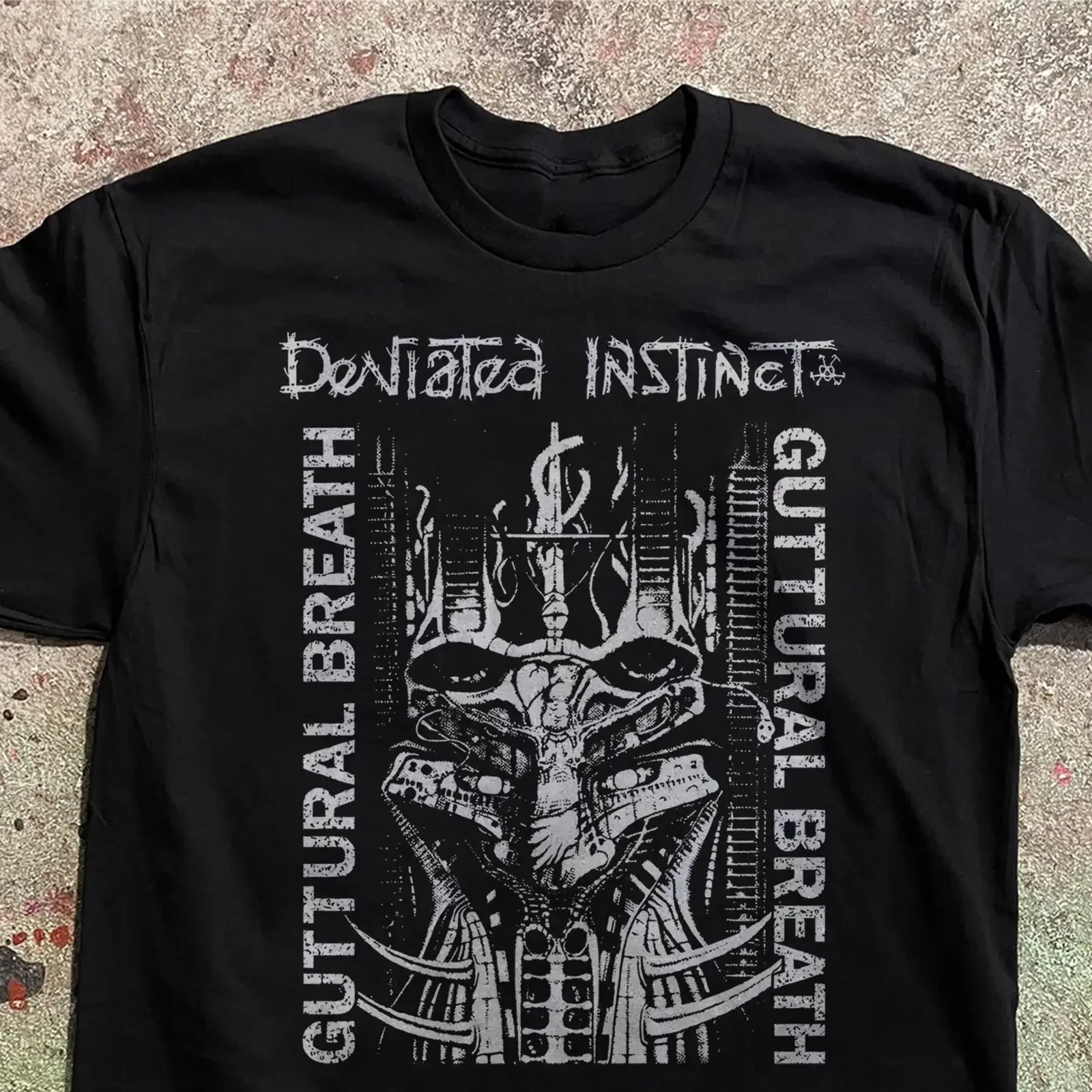 Deviated Instinct Guttural Breath Crust Punk T Shirt Vintage Metal Band vintage Washed Top For Everyday Wear Casual fashion