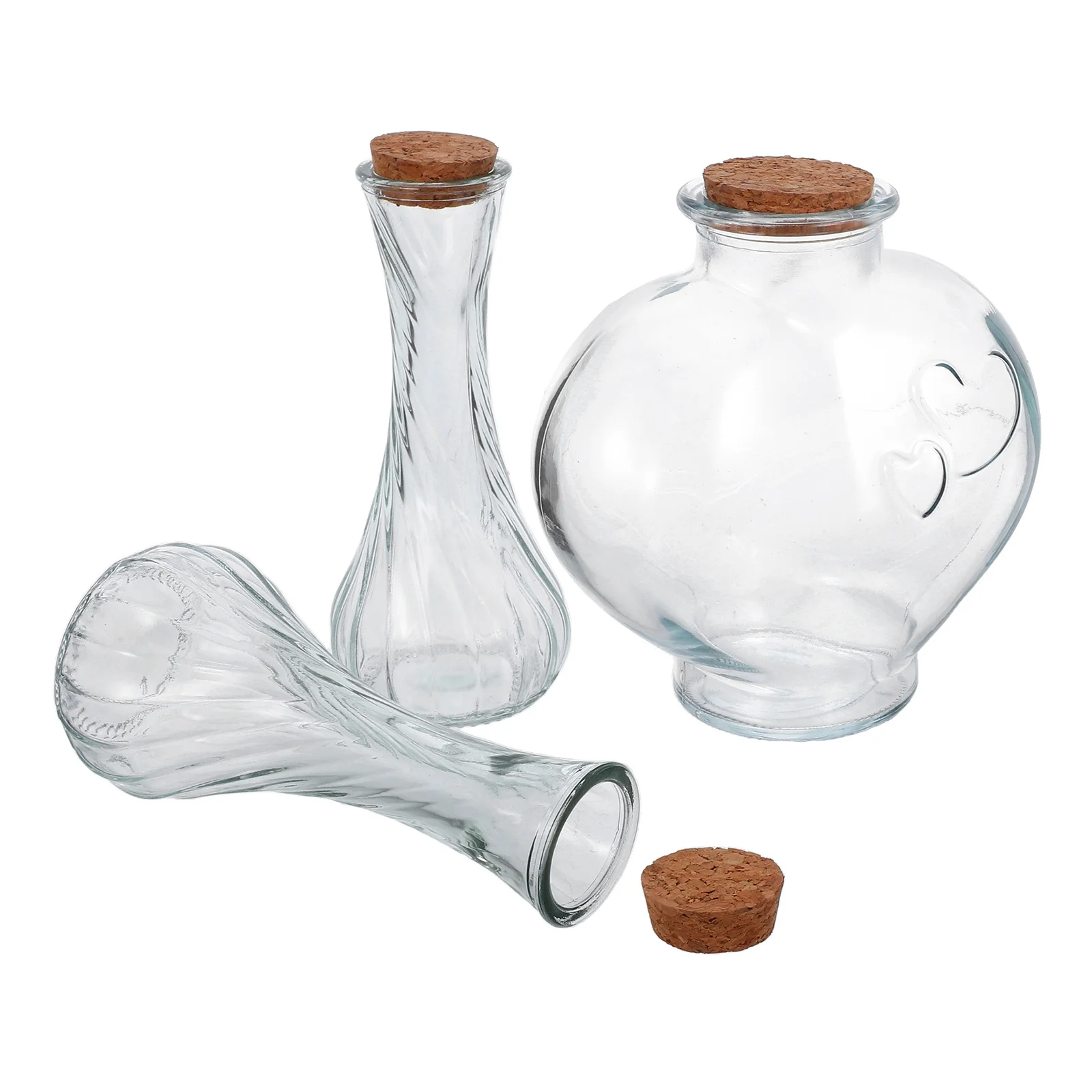 

3Pcs Glass Sand Keepsake Jars Heart Bottles Cork Stoppers Wedding Ceremony Vase Decorative Honeymoon Symbol Spell Jars