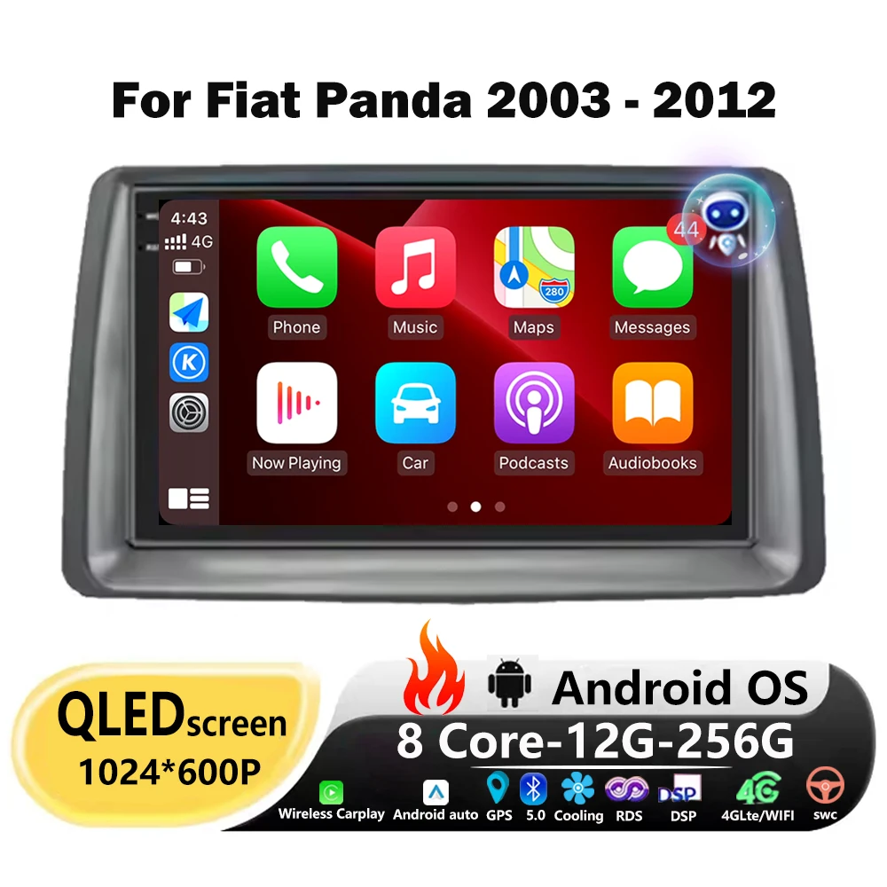 

Android Auto для Fiat Panda 2003-2012 Автомобильный радиоприемник Мультимедийный плеер GPS-навигация Стерео Беспроводной Carplay Bluetooth DSP 7-дюймовый