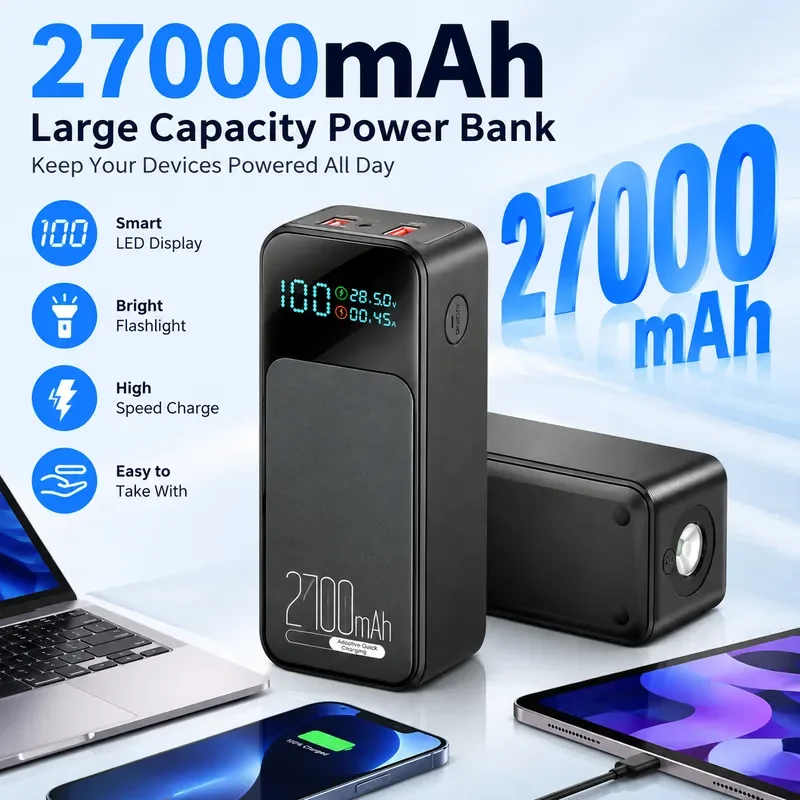 PD 140W High Power Notebook Power Bank 27000mAh Fast Charging Large Capacity Mobile Power Supply for Laptop Phone
