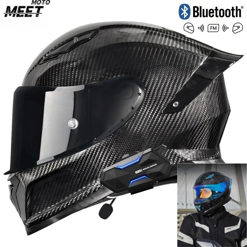 Carbon Fiber Motorcycle Helmet Four Seasons Universal Full Helmet Locomotive DOT certiication Pedal Cruise Helmet
