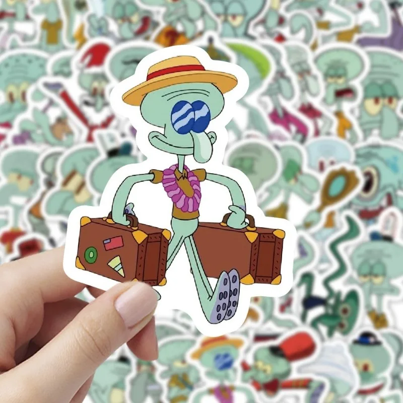 60PCS Cartoon Cute SpongeBob SquarePants Squidward Tentacles Stickers Cell Phone Case Mug Luggage Decorative Stickers Wholesale