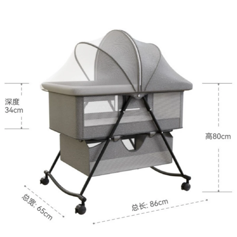 Baby cot Portable Baby mobile multi-functional bb bed Cradle bed splice bed foldable queen bed