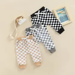 2022-06-15 Lioraitiin 0-3Years Toddler Baby Boy Girl Casual Pants Plaid Checkerboard Tie-up Autumn Clothing 3Colors