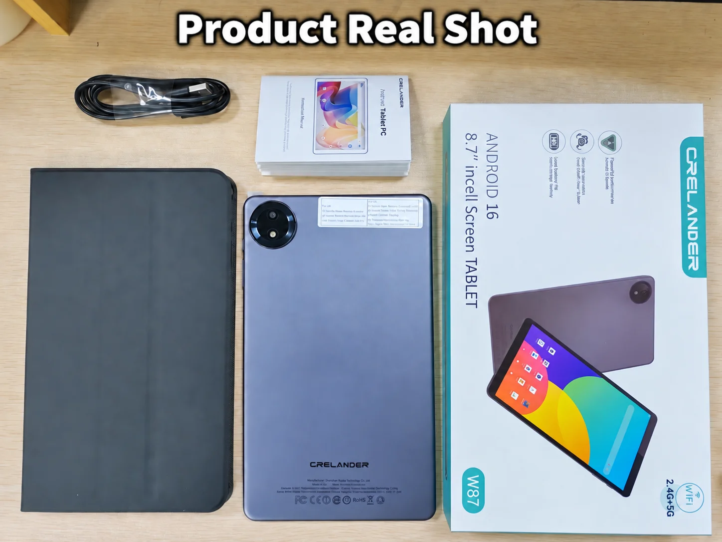 KOOMDIGI 8.68 Inch Android 16 Tablet PC 16GB RAM (6GB+10GB Expand) 128GB ROM 1340×800 UHD Incell Screen 5G WiFi 5000mAh Dual Camera Widevine L1 GPS Google GMS Tablet with Case USB-C Cable Screen Protector